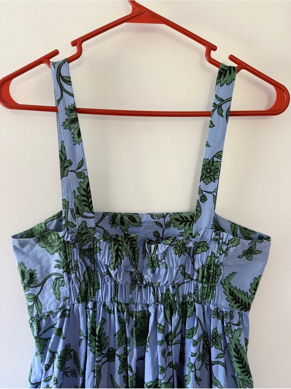 Zara Botanical Blue w/Green Floral Print Cotton Midi/Maxi Dress Size S - Picture 4 of 9